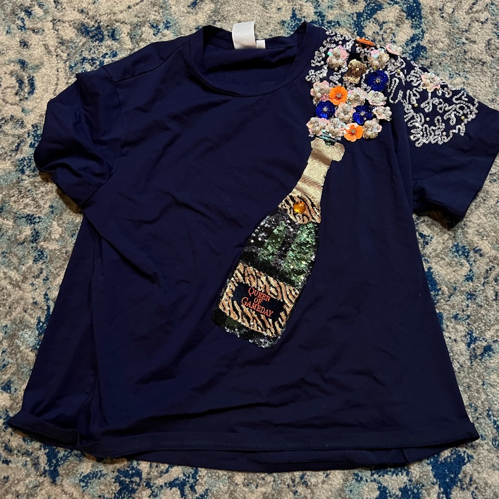 QUEEN OF SPARKLES Navy Champagne Top